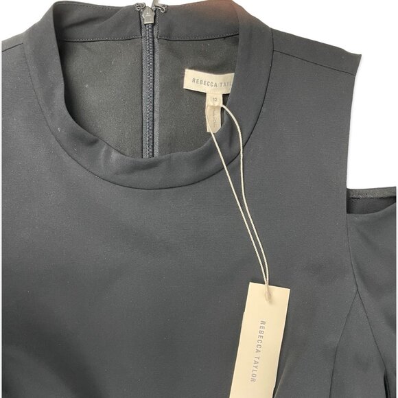 Rebecca Taylor NWT Black Ruffle Cold-Shoulder Dress | Holiday Event | Size 12 - Picture 4 of 14